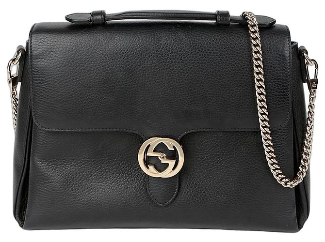 Gucci Interlocking Top Handle Tote Shoulder Bag Black