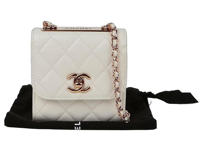 Trendy CC Chanel Bolsa transversal mini CC tendência Branco