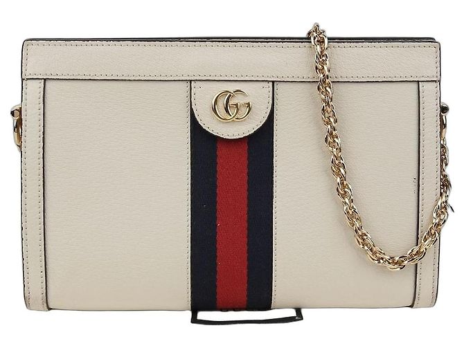Gucci Ophidia Pequena Bolsa Transversal com Corrente Branco