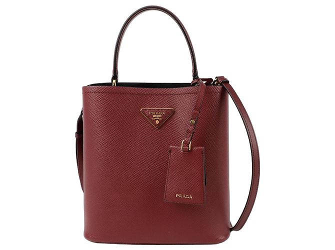 Prada Panier Medium Tote Shoulder Bag Red