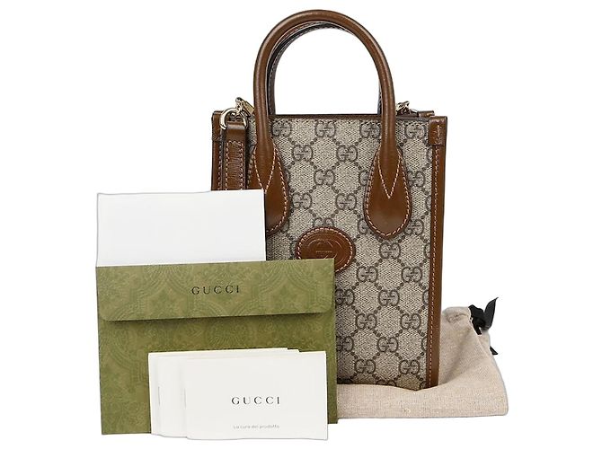 Gucci Interlocking Mini Tote Shoulder Bag Brown