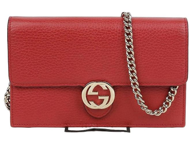 Gucci Bolsa de ombro cruzada Mini WOC entrelaçada Vermelho