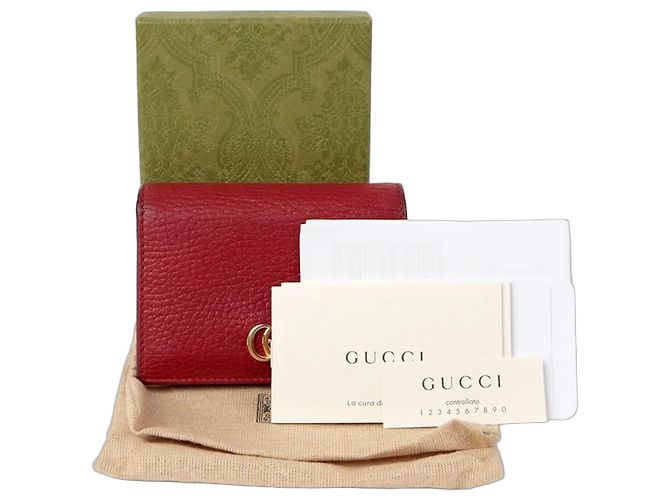 Gucci GG Marmont Card Case Wallet Red