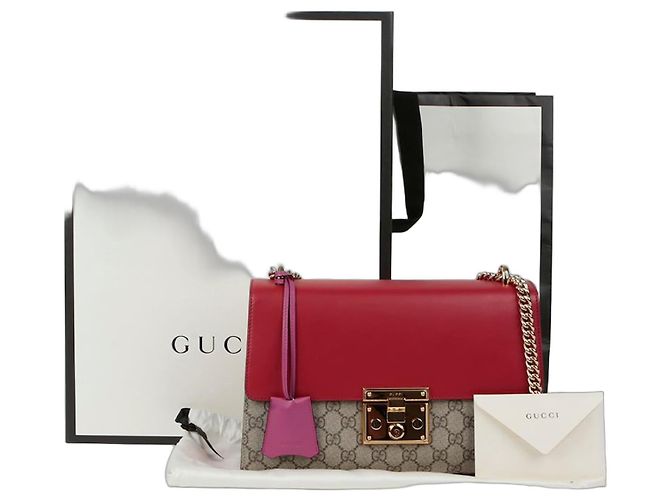 Gucci Paddle Lock Medium Shoulder Bag Red