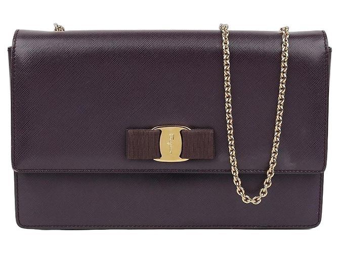 Salvatore Ferragamo Bolsa transversal com corrente Bara Gini Roxo