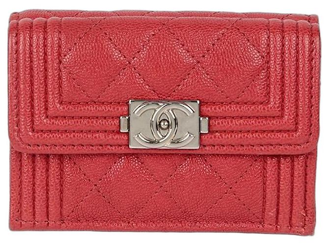 Chanel Boy Caviar Double Wallet Red