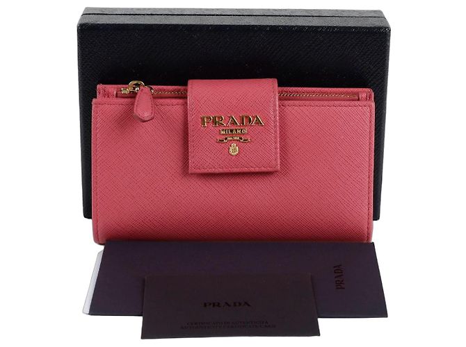 Saffiano Prada Cartera con solapa Rosa