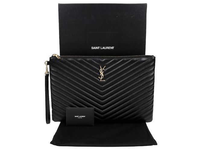 Saint Laurent Clutch Document Holder Monogram Nero 