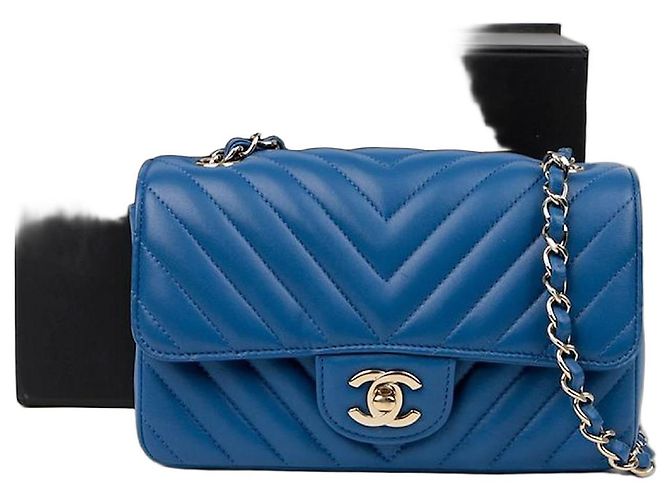 Chanel Mini borsa a tracolla Chevron classica Blu