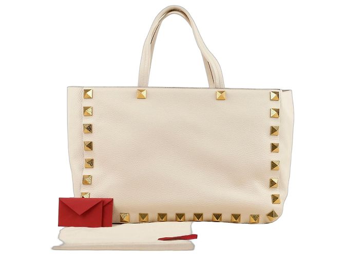 Valentino Bolsa Shopper e Bolsa de Ombro Roman Stud Branco