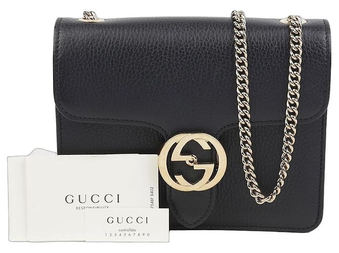 Gucci Bolsa transversal de corrente entrelaçada Preto