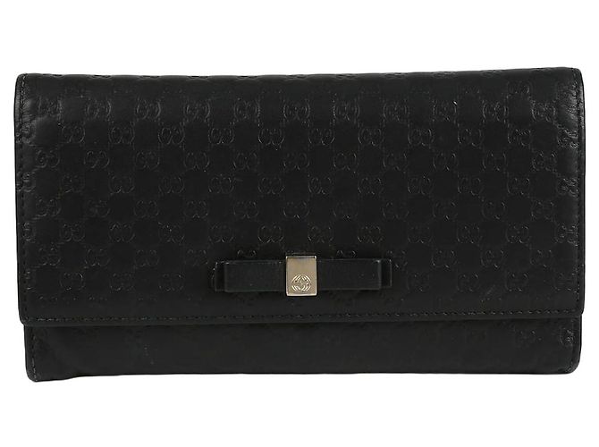 Gucci Sima Bow Flap Long Wallet Black
