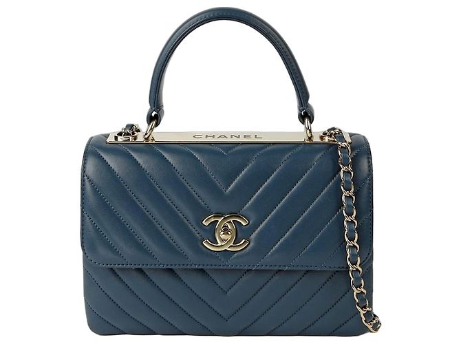 Trendy CC Chanel Borsa Tote e a Spalla CC Small Trendy Blu