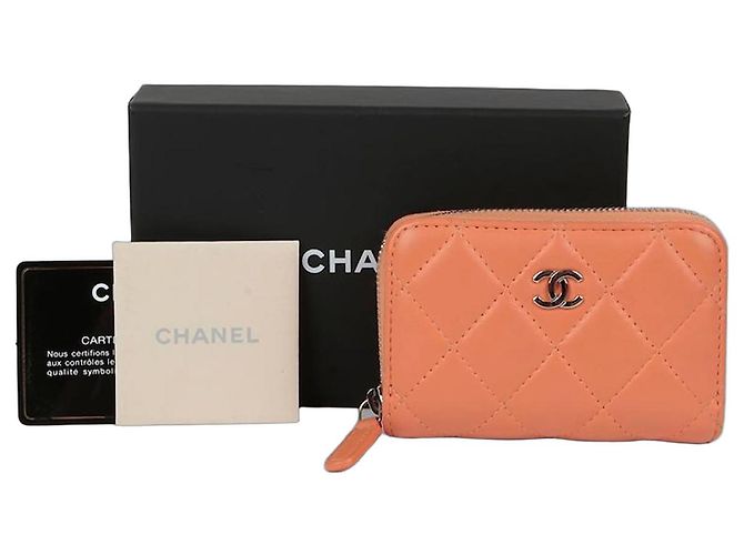 Chanel Porta-moedas com zíper clássico Laranja