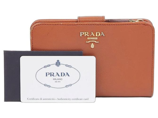 Saffiano Prada Metal Logo Compact Wallet