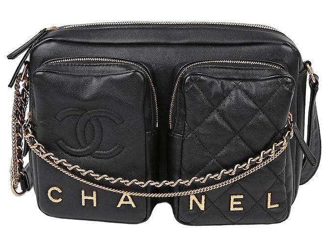 Camera Chanel Bolsa transversal média para câmera Preto
