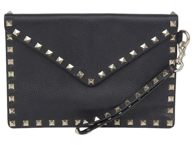 Valentino Clutch com alça Rockstud Preto