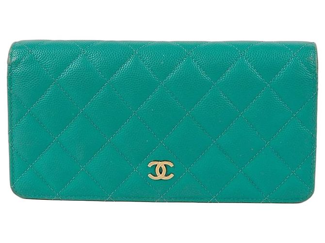 Chanel Caviar Timeless Classic Flap Long Wallet Blue