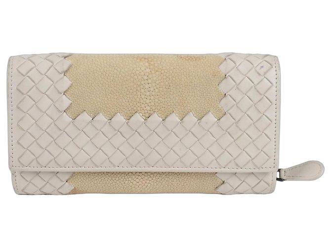 Bottega Veneta Around Zip-Up Long Wallet White
