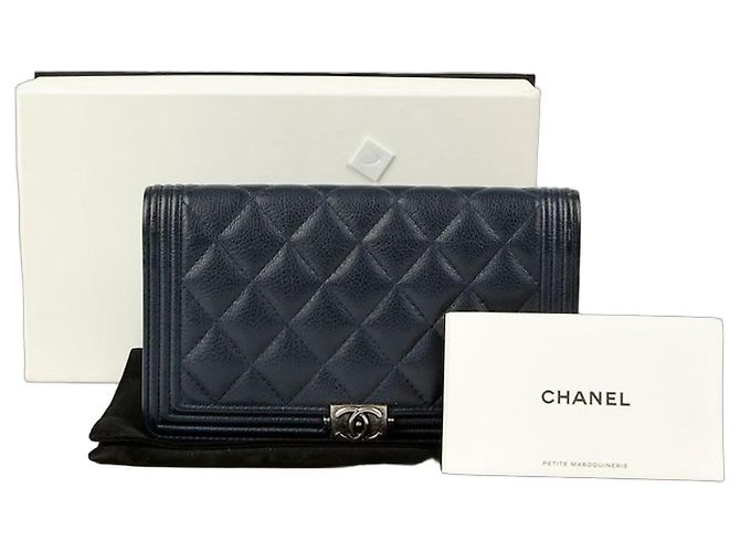 Chanel Boy Long Wallet Blue