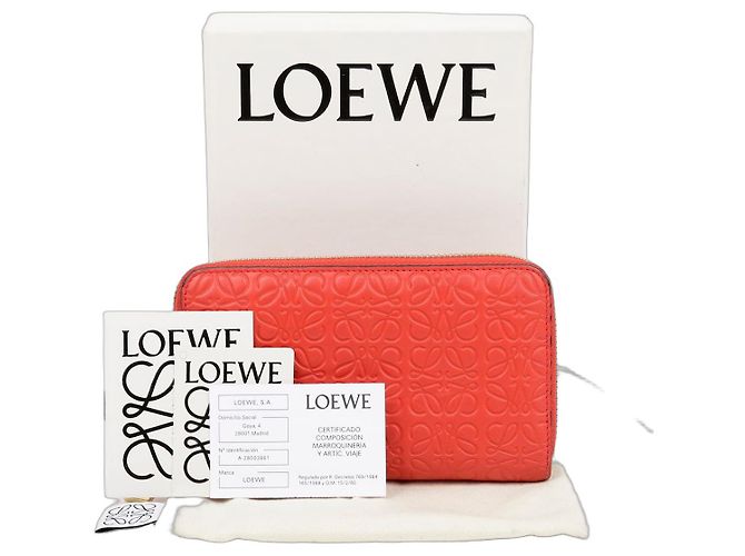 Loewe Anagram Zipper Round Wallet Red