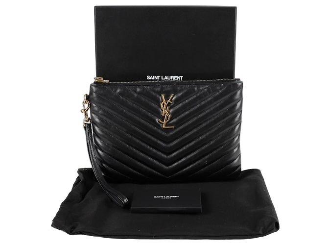 Saint Laurent Monogramm Clutch Schwarz