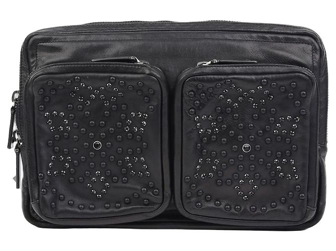 Valentino Clutch Documenti con Borchie Nero 
