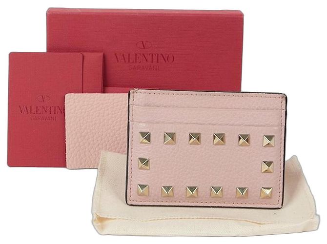 Valentino Rockstud Card Holder Pink