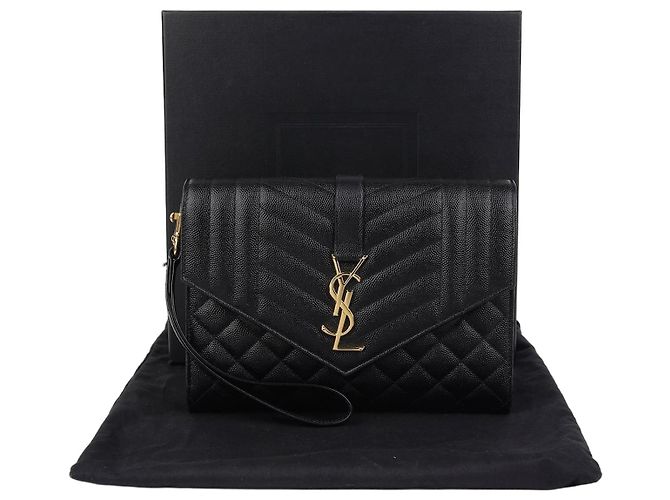 Saint Laurent Bolsillo Envelope Matelassé Mix Negro