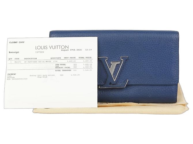 Louis Vuitton Cartera Larga Capucines Azul