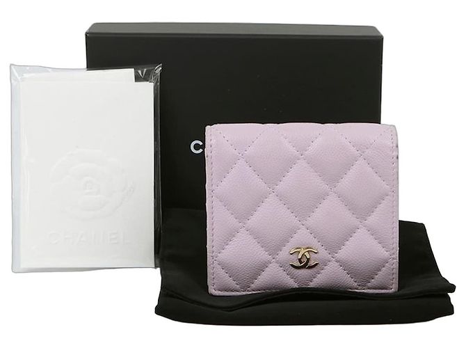 Chanel Caviar Classic Bifold Wallet Purple