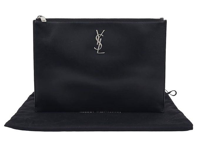 Saint Laurent Pochette per tablet con monogramma Nero 