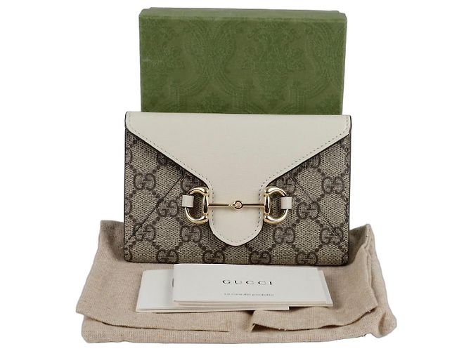 Gucci Horsebit Card Case Wallet White