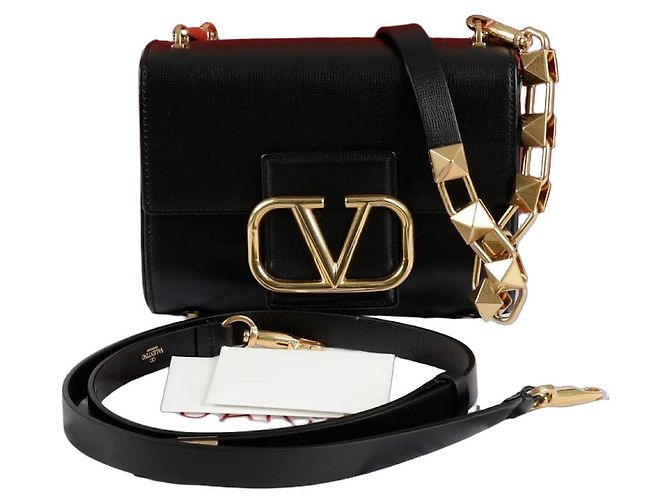 Valentino Borsa a tracolla con logo e borchie Nero 