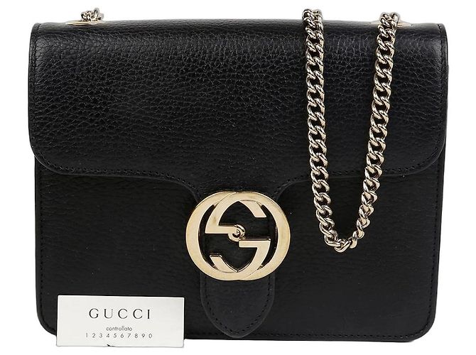 Gucci Bolsa transversal de corrente entrelaçada Preto
