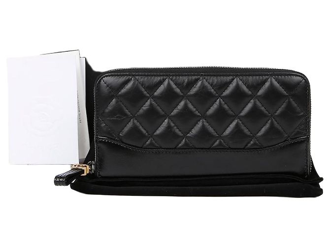 Chanel Gabrielle Zip Long Wallet Black