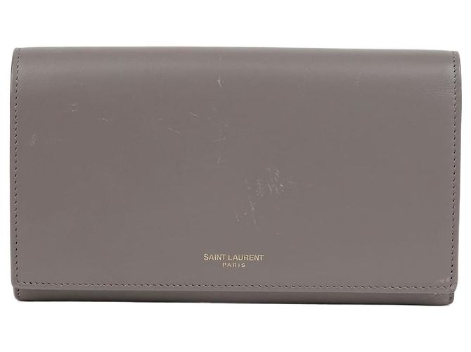 Saint Laurent Carteira Longa com Aba Marrom