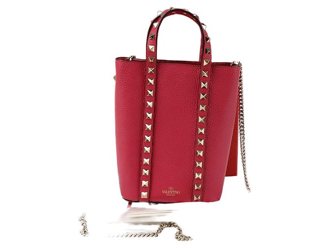 Valentino Bolsa de Ombro Rockstud Chain Tote Rosa