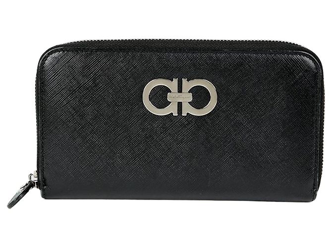 Salvatore Ferragamo Gancini Long Wallet Black