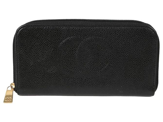 Chanel Caviar Skin Timeless Long Wallet Black