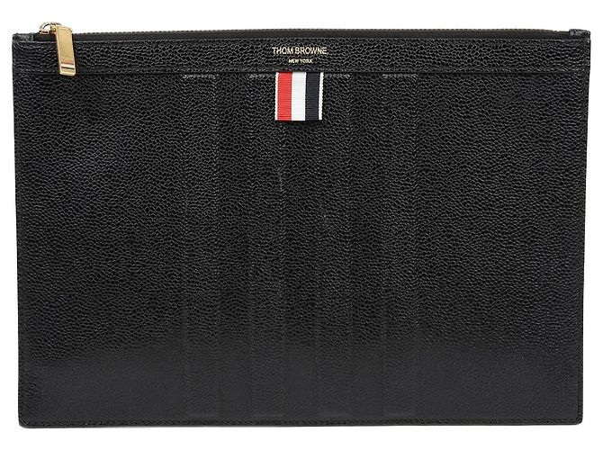 Thom Browne Clutch Piccolo Debossed Nero 
