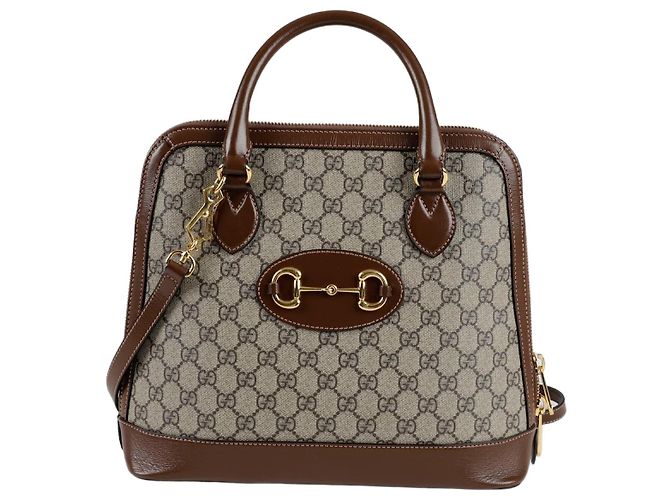 Gucci Horsebit Medium Tote Shoulder Bag Brown