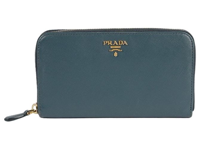 Saffiano Prada Long Wallet Blue