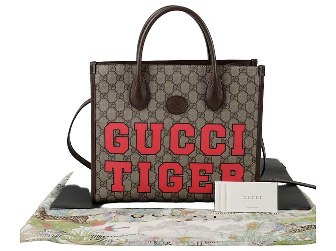Gucci Interlocking Small Tote Shoulder Bag Brown