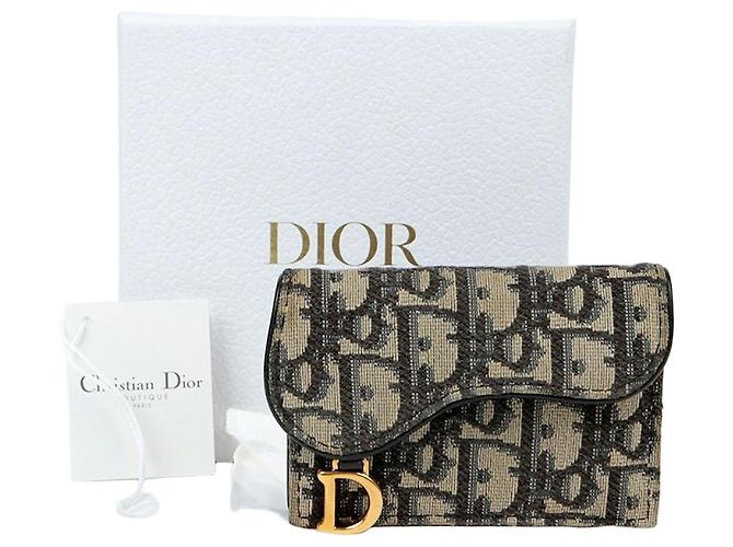 Dior Oblique Saddle Flap Cardholder Blue