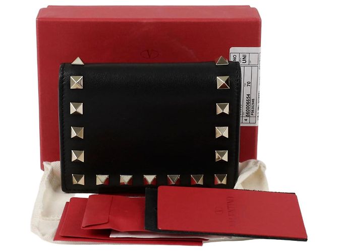 Valentino Rockstud Geldbörse im Querformat Schwarz 