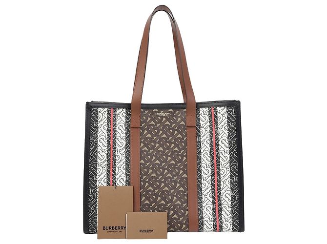 Burberry Borsa a spalla con strisce monogrammate Marrone