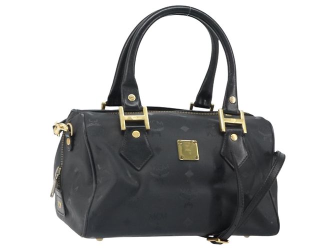 MCM Visetos logogramme Canvas and Leather Noir