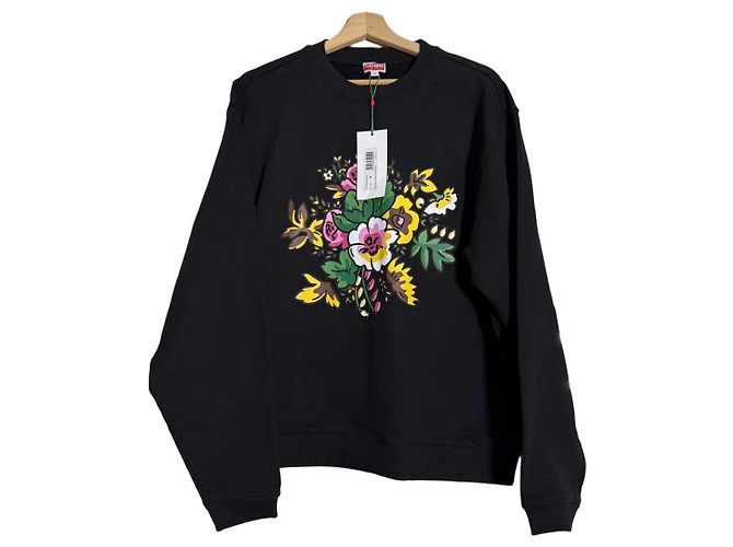 Kenzo Schwarzes Sweatshirt mit Floralprint Mehrfarben