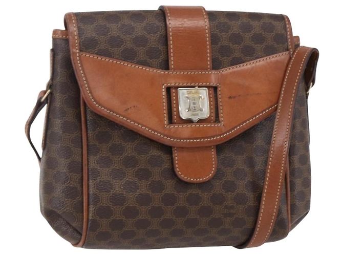 Céline Celine Vintage Macadam Canvas und Leder Braun
